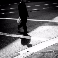 Man crosses street.